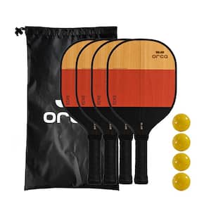 Echo 4-Pack Pickleball Paddle Maple Wood Core Sports Series Set with Travel Bag and Indoor Balls