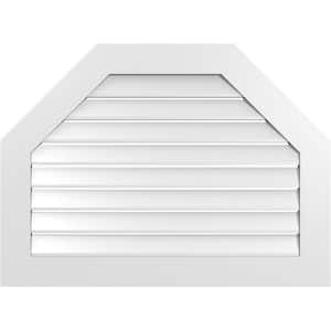 38 in. x 28 in. Octagonal Top Surface Mount PVC Gable Vent: Functional with Standard Frame
