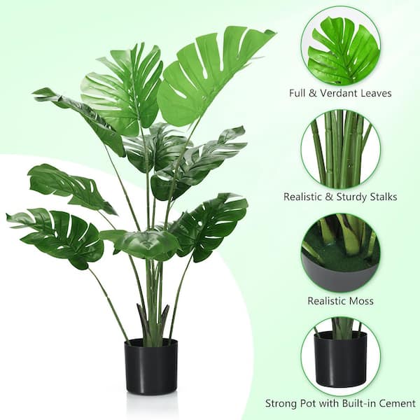 Costway 48 in. Green Artificial Monstera Deliciosa Plant Palm Tree