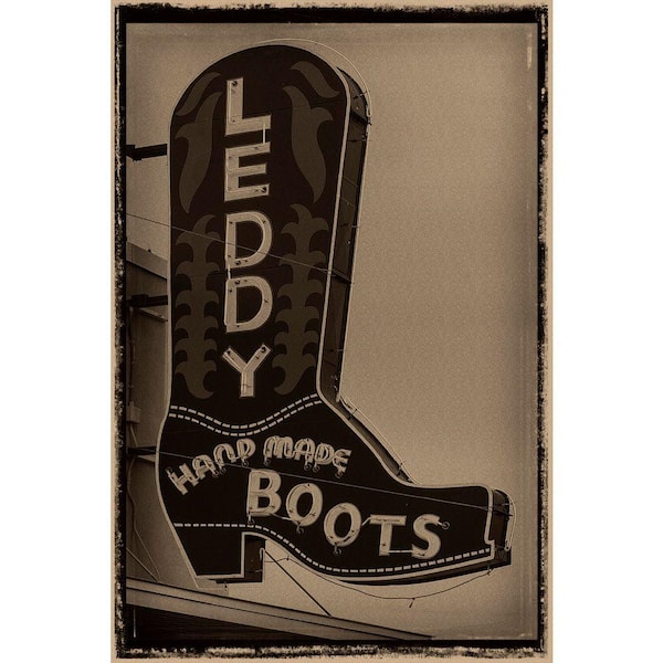 VENICE BEACH Collections Hand Made Cowboy Boots Vintage Sign by Grotto Studios Unframed Graphic Print Abstract Poster Art Print 24 in. x 36 in.