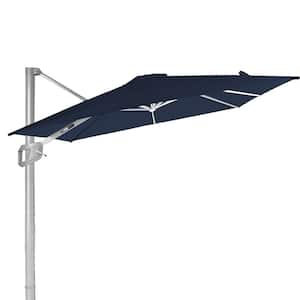 10 ft. Square Patio Offset Umbrella Cantilever Umbrella, Center light and Strip Lights in Navy Blue