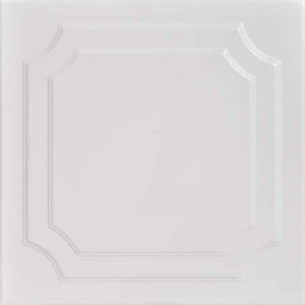 A La Maison Ceilings Virginian 1.6 ft. x 1.6 ft. Glue Up Foam Ceiling Tile in Dove White