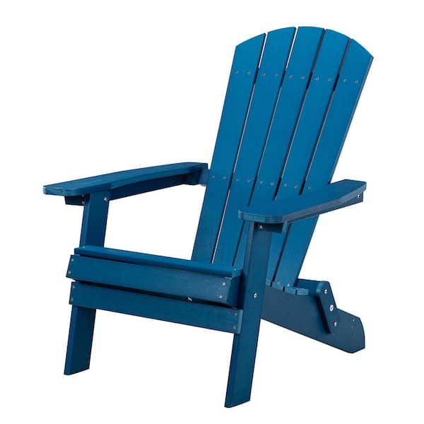 JAYDEN CREATION Louise Navy White Weather and Rust Resistant Plastic Folding Adirondack Chair
