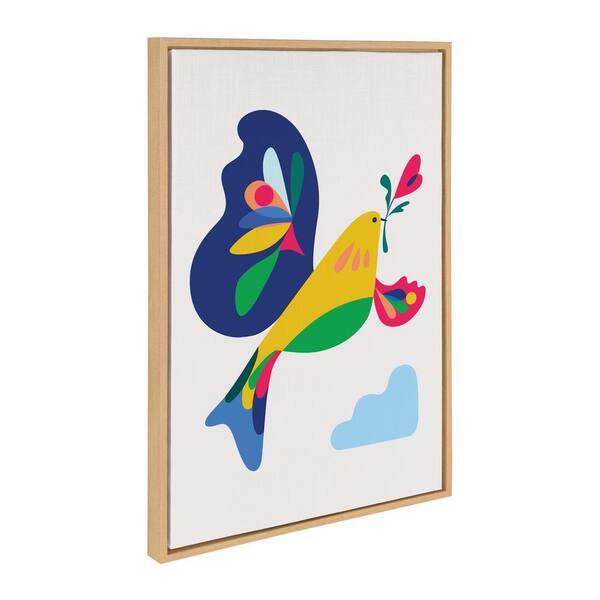 Kate and Laurel "Colorful Geometric Bird" by Rachel Lee, 1-Piece Framed Canvas Animal Art Print, 23 in. x 33 in.