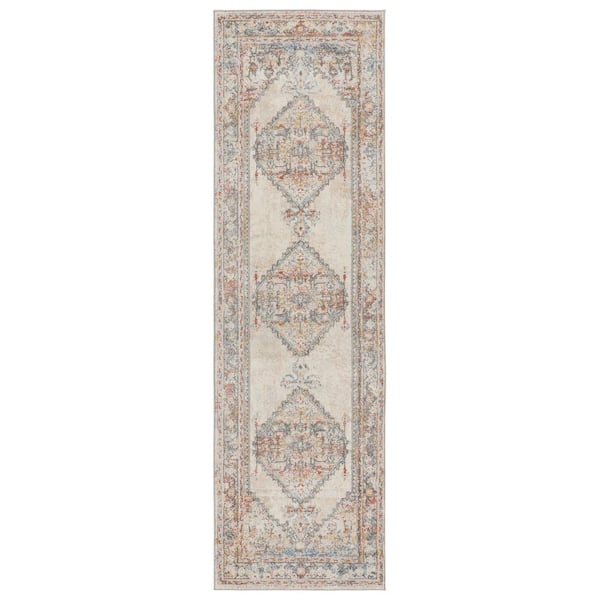 Jaipur Living Lisette Multicolor/Light Gray 3 ft. x 10 ft. Medallion Runner Area Rug