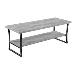 X-Calibur 48 in. Gray/Black Large Rectangle Wood Coffee Table with Shelf