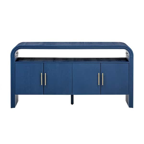 Boosicavelly Navy Blue Wood MDF 60 in. W Sideboard with Shelves