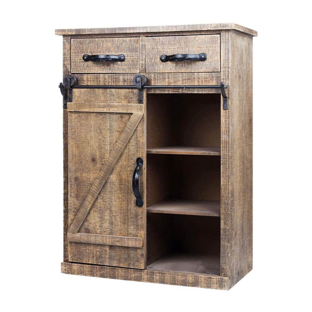 Outopee Brown MDF Accent Storage Cabinets with 2-Drawer 303010607253 ...