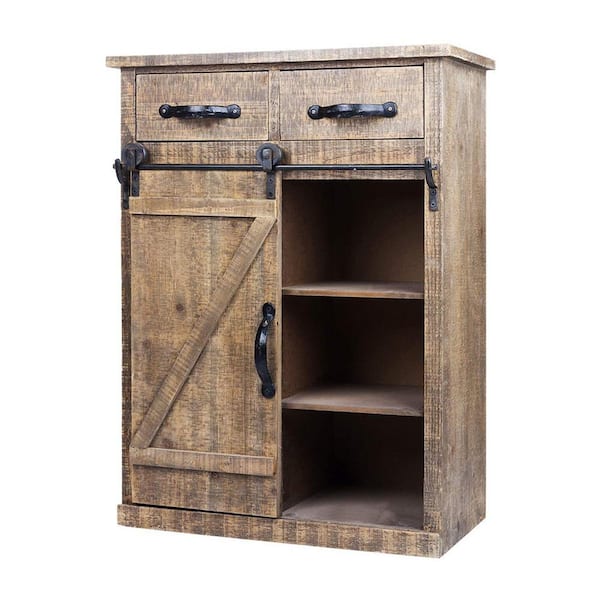 Outopee Brown MDF Accent Storage Cabinets with 2-Drawer