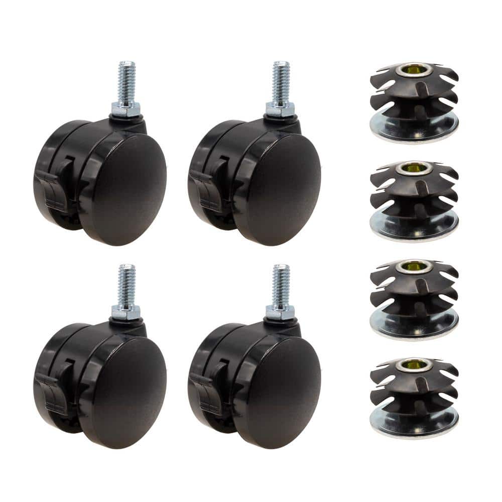 2 in. Black Furniture Swivel Brake Caster 440 lbs. Load Rating for 1-1/2 in