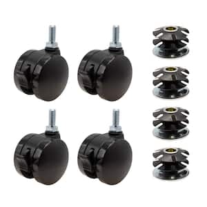 2 in. Black Furniture Swivel Brake Caster 440 lbs. Load Rating for 1-1/2 in. Round, 16 up to 18 gauge tubing (4-Pack)