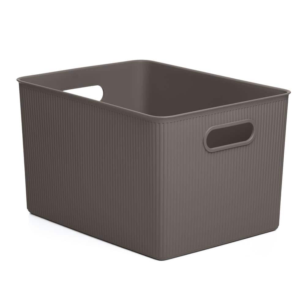 SUPERIO Superior Ribbed Storage Bin in Brown 922 The Home Depot