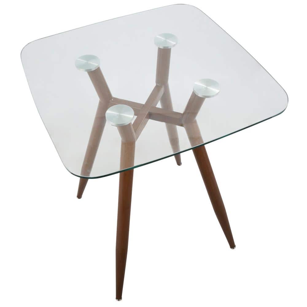 Clara Contemporary 30'' Square Glass Counter Table - Walnut Finish