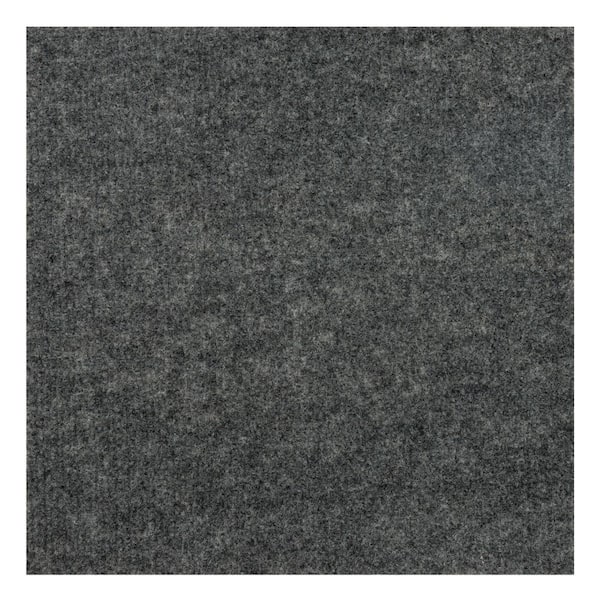 Single Rib Polyester Gray Residential 12 in. x 12 in. Peel and Stick Carpet Tile Square 10 sq. ft.