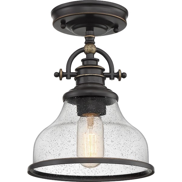 Grant 8 in. 1-Light Palladian Bronze Semi-Flush Mount