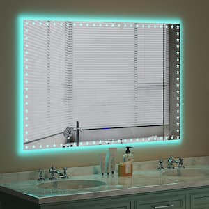 60 in. W x 40 in. H Rectangular Framed Anti-Fog Dimmable Wall Bathroom Vanity Mirror with RGB Backlit in White