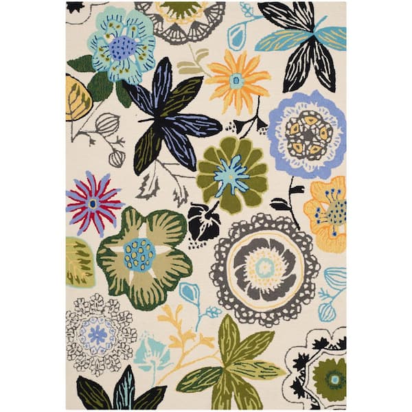 Four Seasons Ivory/Multi 4 ft. x 6 ft. Bohemian Floral Area Rug