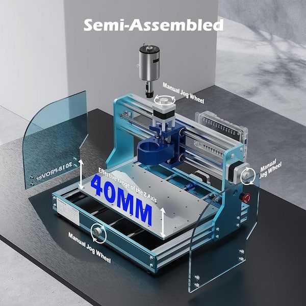 SainSmart Genmitsu 3018-PROVer V2 CNC Milling Machine, Desktop CNC for  Beginner, Working Area 284x180x40mm 101-60-3018PV2L-AJ - The Home Depot