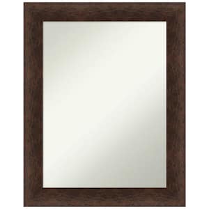 Warm Walnut 23 in. x 29 in. Non-Beveled Casual Rectangle Wood Framed Bathroom Wall Mirror in Brown