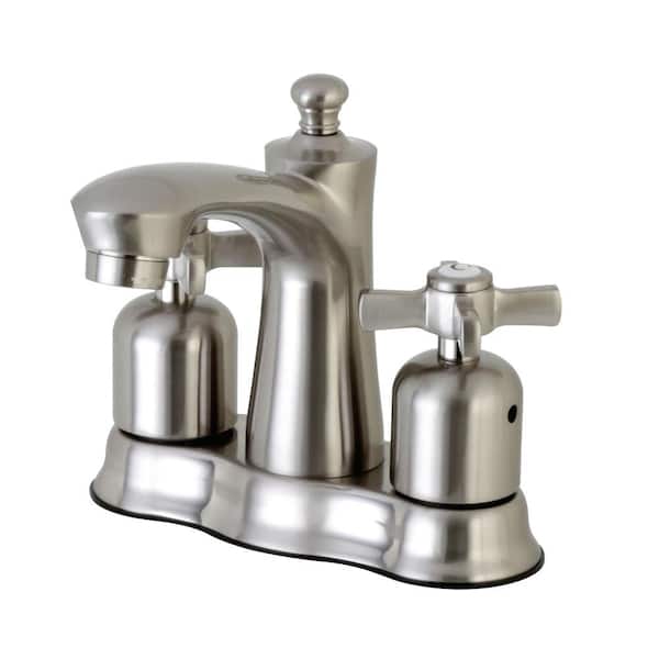 Kingston Brass Millennium 4 in. Centerset Double Handle Bathroom Faucet in Brushed Nickel