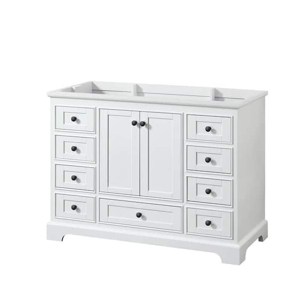 Wyndham Collection Deborah 47.25 in. W x 21.5 in. D x 34.25 in. H Single Bath Vanity Cabinet without Top in White