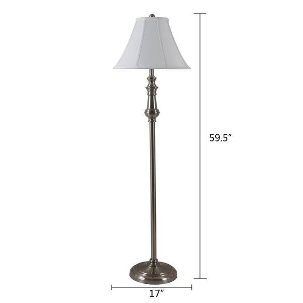 Decor Therapy Adele 60 in. Brushed Steel Floor Lamp with White Shade PL4424  - The Home Depot