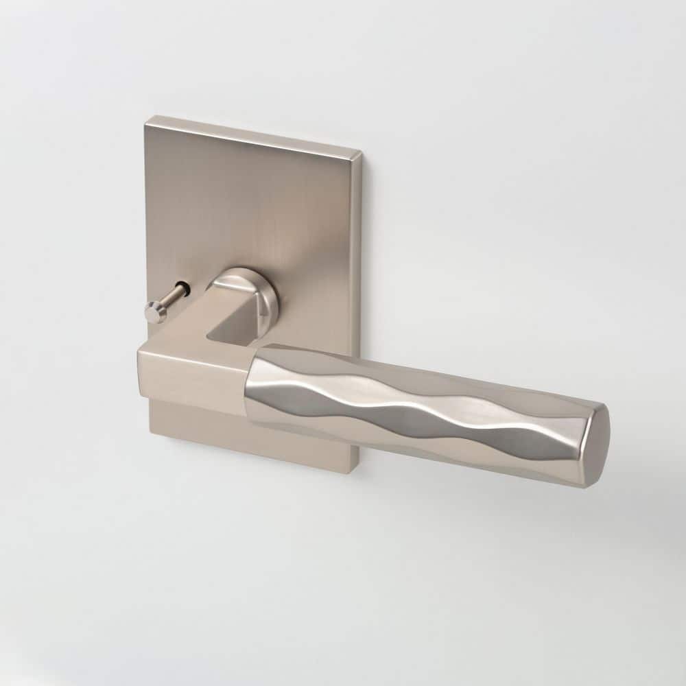 Hailey Satin Nickel Modern Diamond Wave Interior Door Handle, Rectangle Plate with Concealed Screws (Privacy - Bed/Bath) price history on PriceWatchPro