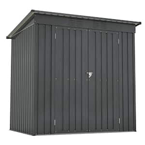 4 ft. W x 6 ft. D Galvanized Metal Outdoor Storage Shed with Double Doors, 2 Vents, Floor Frame in Black (24 sq. ft.)