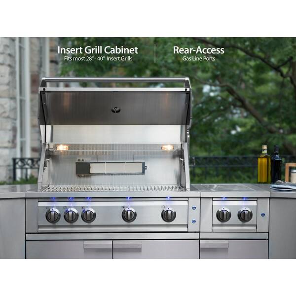 Newage Products Stainless Steel 3 Piece 92 In W X 36 5 In H X 24 In D Outdoor Kitchen Cabinet Set Without Counter Tops 66023 The Home Depot