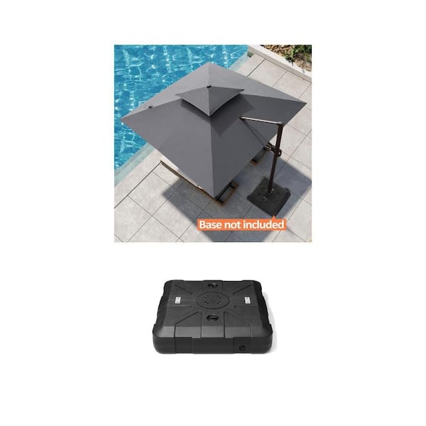 11.5 ft. x 11.5 ft. Dark Gray Cantilever Umbrella and 260 lbs. Fillable Offset Umbrella Base with 8-Wheels Combo