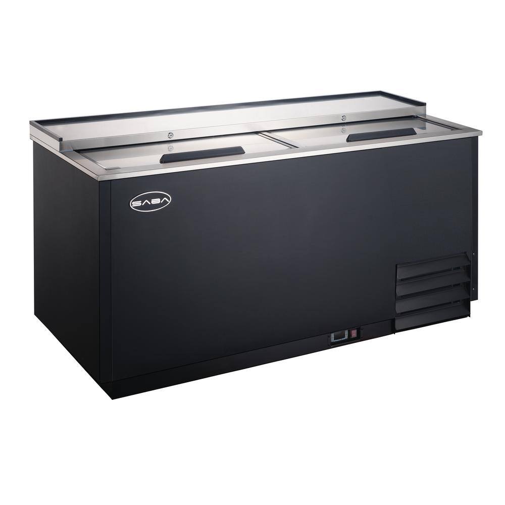 Saba 49 5 In Commercial Chest Freezer Glass And Bottle Chiller In Black And Stainless Steel Sgf 50 The Home Depot