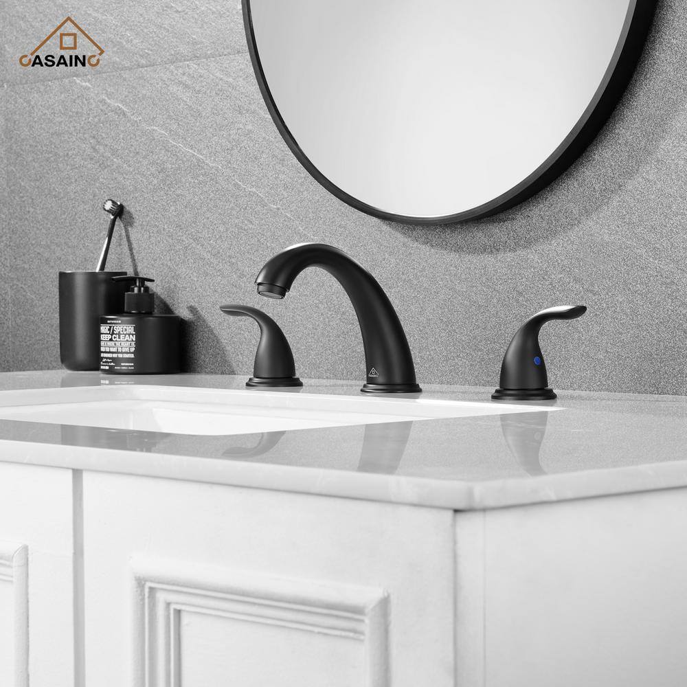 Matte Black Stainless Steel 2-Handle Widespread Bathroom Faucet