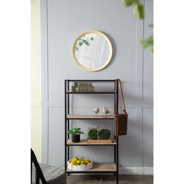 20 in. W x 20 in. H Round Mango Wood Framed Wall Mounted Bathroom