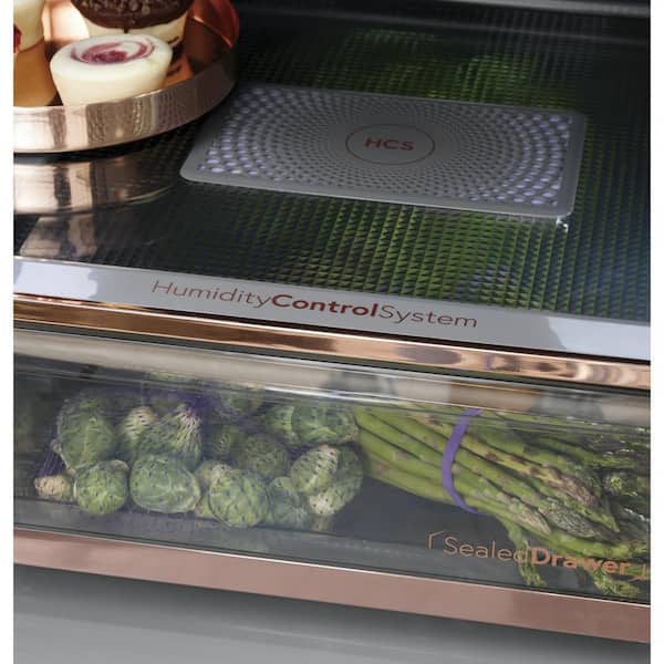 Cafe 27 8 Cu Ft Smart 4 Door French Door Refrigerator In Stainless Steel Energy Star Cve28dp2ns1 The Home Depot