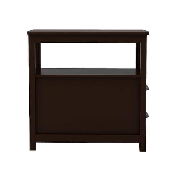 Brown 2-Drawer and Open Shelf Nightstand
