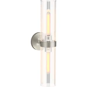 Purist 2 Light Brushed Nickel Indoor Bathroom Vanity Light Fixture, UL Listed