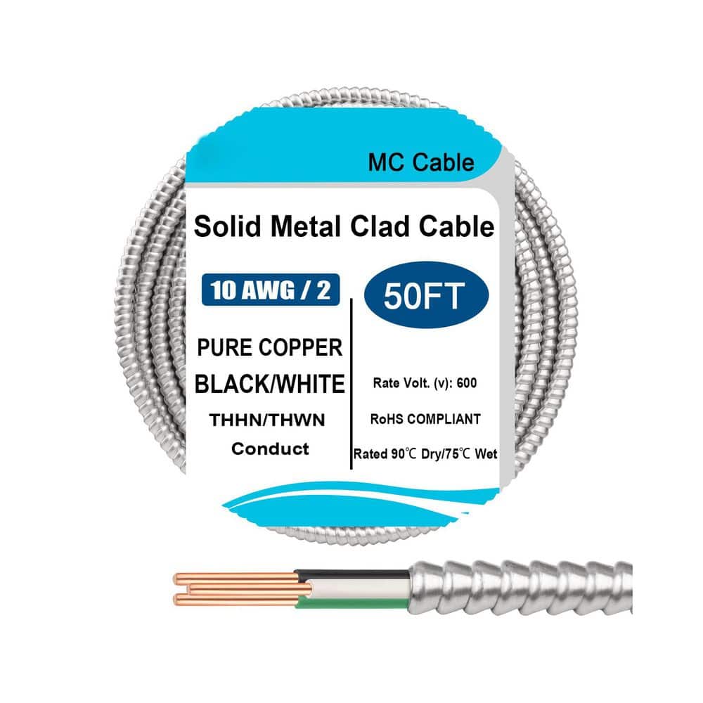 50 ft. 10 Gauge 2 Conductor Stranded Grounded Landscape Lighting Wire Metal Clad Aluminum Armor Cut Roll price history on PriceWatchPro