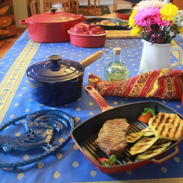 Alpine Cuisine Enamel Steel Dark Blue Speckle Dutch Oven 5.3 Quart - N