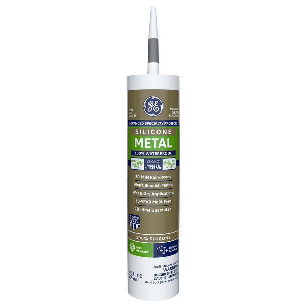 GE 10.1 oz. Advanced Silicone 2 Caulk Metal Specialty Sealant Metallic Gray 2816710 The Home Depot