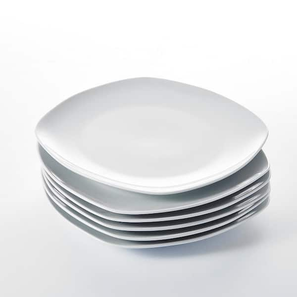 MALACASA Series Elisa 6-Piece 9.75 in. White Dinner Plate Round Porcelain Dinner Plate Dishes 24.6 x 24.6 x 2.5 cm(Service for 6)