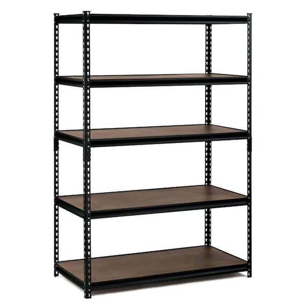 Edsal 72 in. H x 48 in. W x 24 in. D 5-Shelf Steel Commercial Shelving Unit in Black