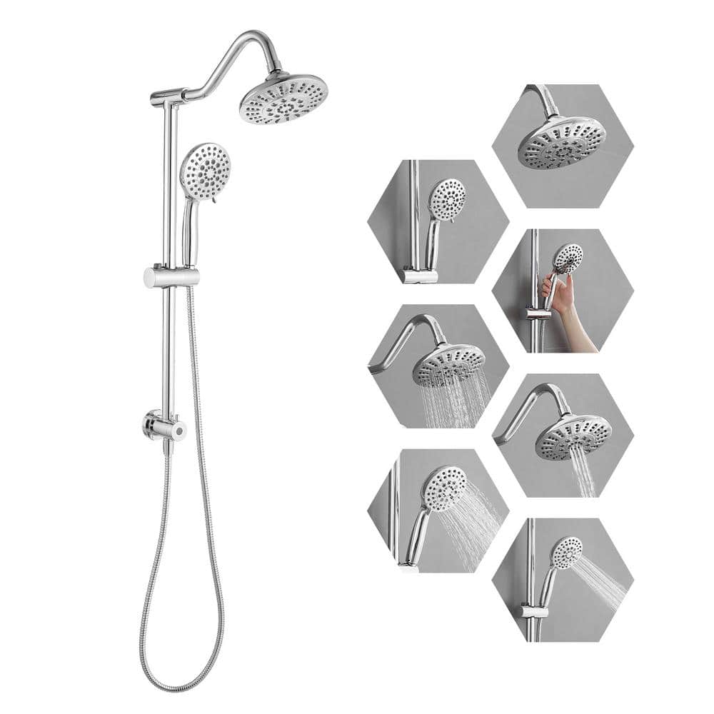 Dual Shower Head System 5-Spray Wall Mount Handheld Shower Head 2.5 GPM in Polished Chrome price history on PriceWatchPro