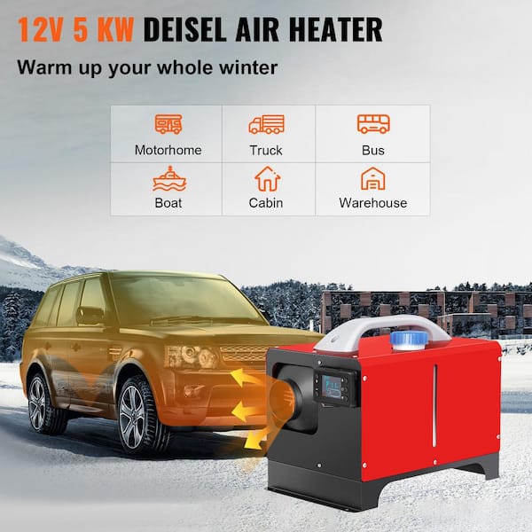 SVOPES 5KW Diesel Air Heater 12-Volt 17000 BTU Red Diesel Compact