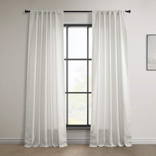 Exclusive Fabrics & Furnishings Warm White Euro Linen Rod Pocket Light Filtering Curtain - 50 in. W x 84 in. L (1 Panel)