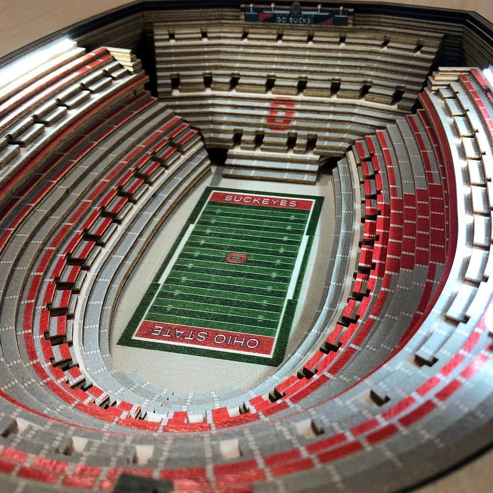 NCAA Ohio State Buckeyes 23 in. x 22 in. 25-Layer StadiumViews Lighted End Table - thumbnail 3