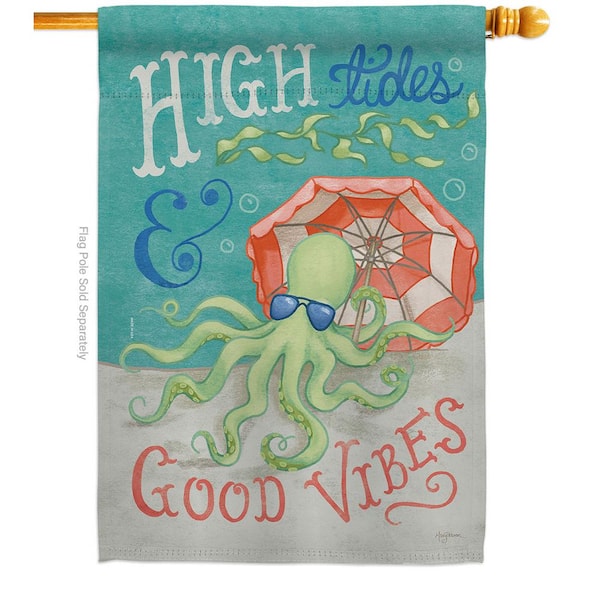 Breeze Decor 2.3 ft. x 3.3 ft. Octopus Good Vibes Sea Creatures House Flag  2-Sided Coastal Decorative Vertical Flags HDH107062-BO - The Home Depot