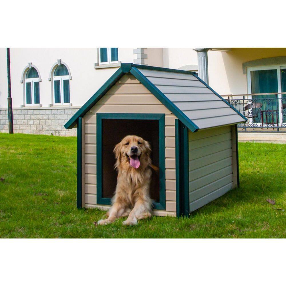 X-Large Maple and Green Insulated Plastic Dog House