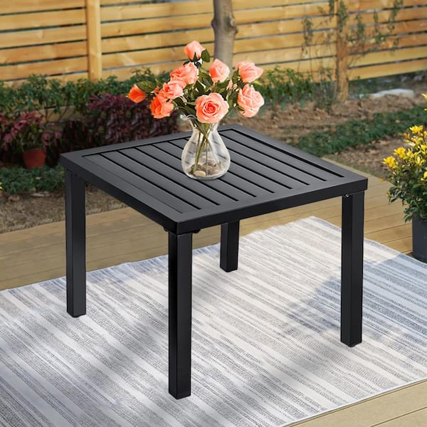 Black Durable and Rust-Proof Square Metal 18.1 in. Outdoor
