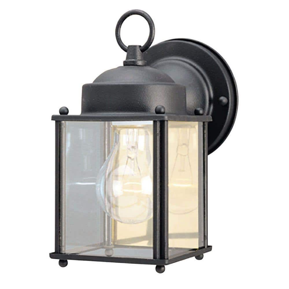 Westinghouse 1-Light Textured Black Steel Exterior Wall Lantern Sconce ...