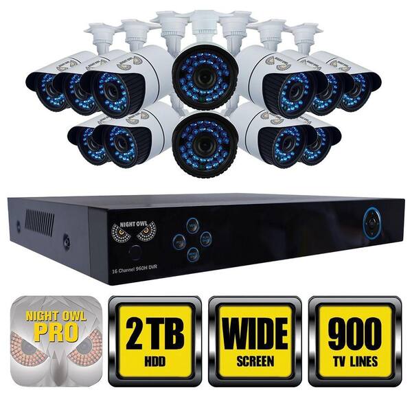 Night Owl X100 Series 16-Channel 960H Surveillance System with 2TB HDD and (12) Hi-Resolution 900 TVL Cameras